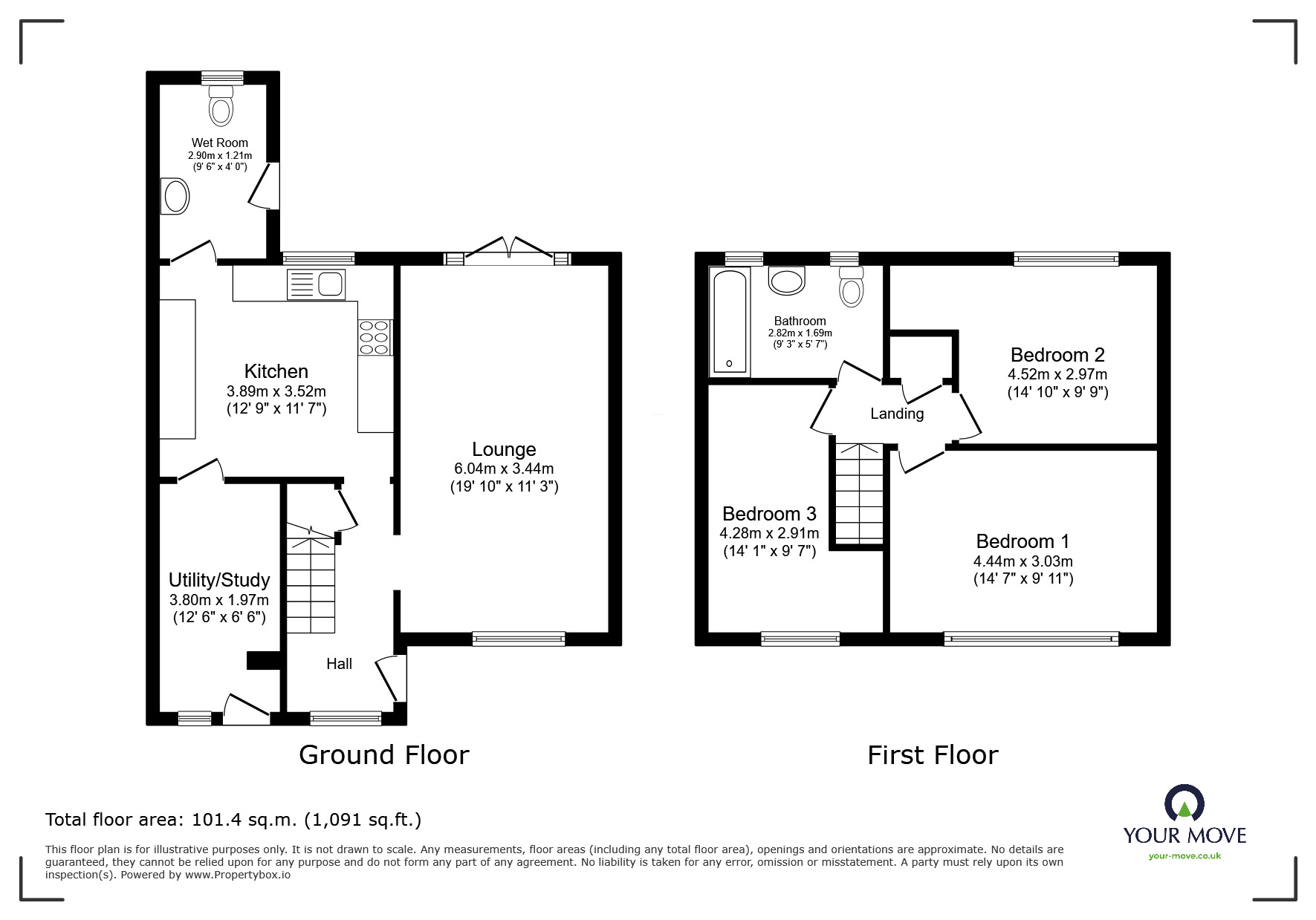 Floorplan of 3 bedroom Mid Terrace House for sale, Rolleston Close, Lincoln, Lincolnshire, LN2