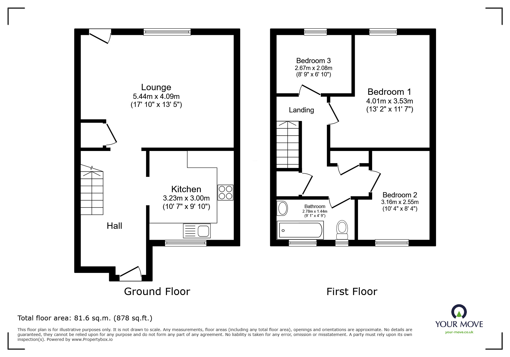 Floorplan of 3 bedroom Mid Terrace House to rent, Edgehill, Lincoln, Lincolnshire, LN5