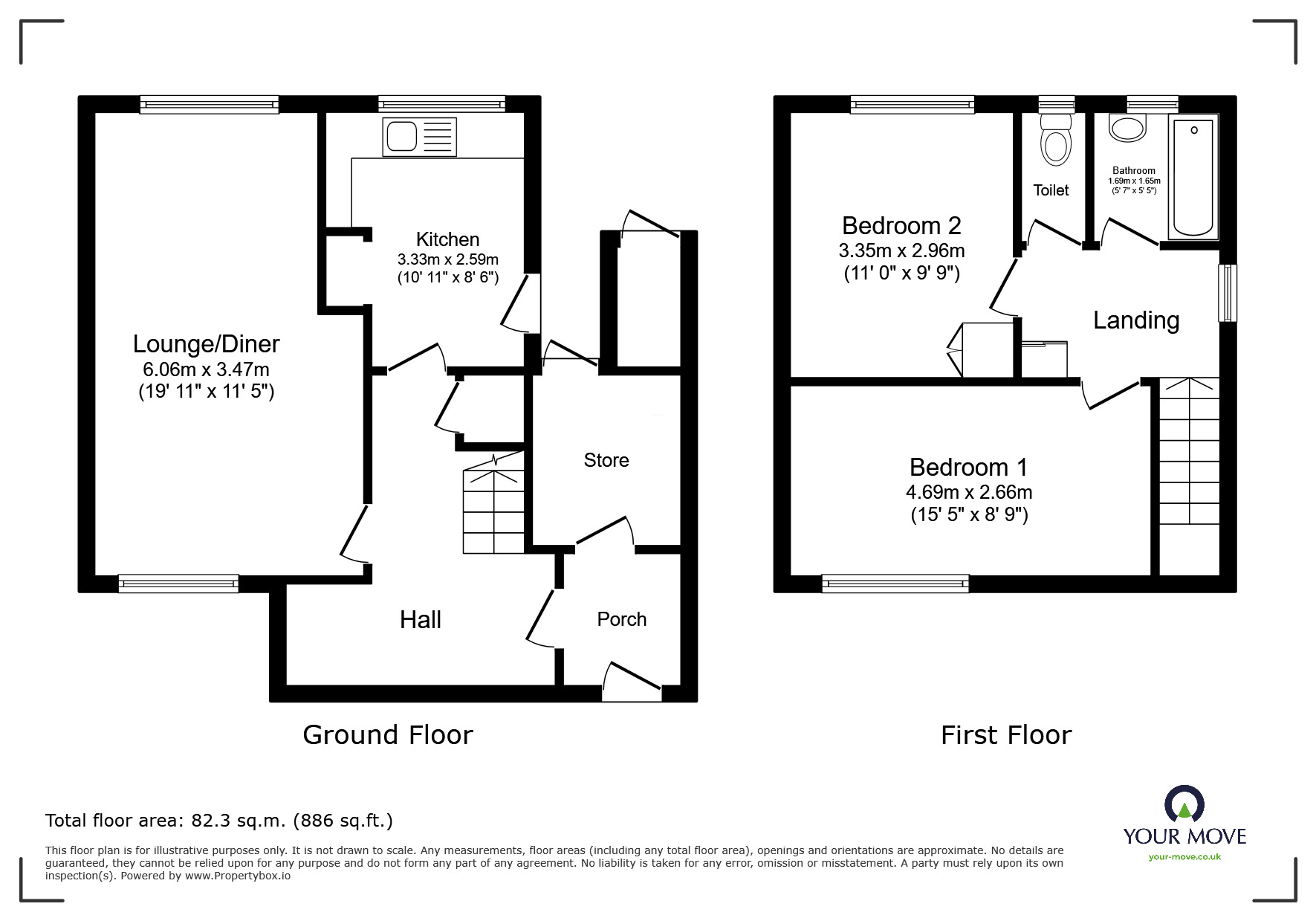 Floorplan of 2 bedroom End Terrace House for sale, Clematis Approach, Lincoln, Lincolnshire, LN6