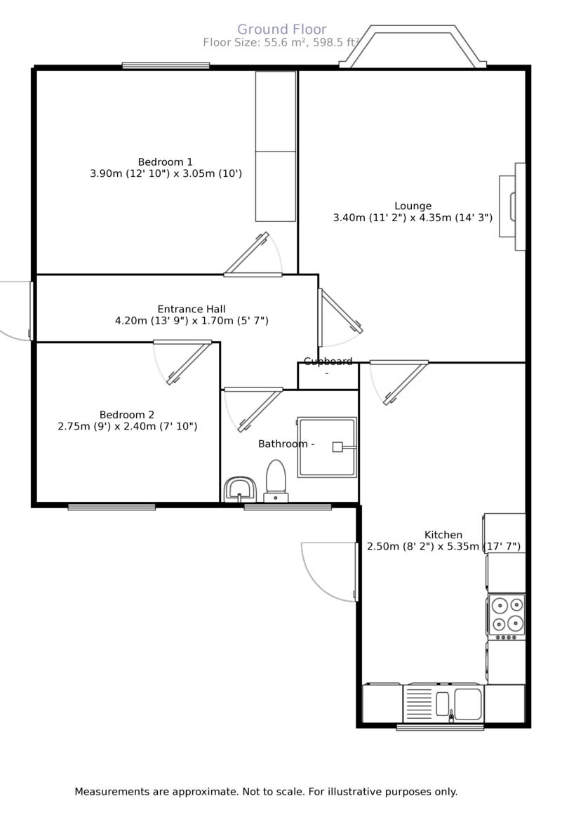 Floorplan of 2 bedroom Semi Detached Bungalow to rent, 4 Westhall Close