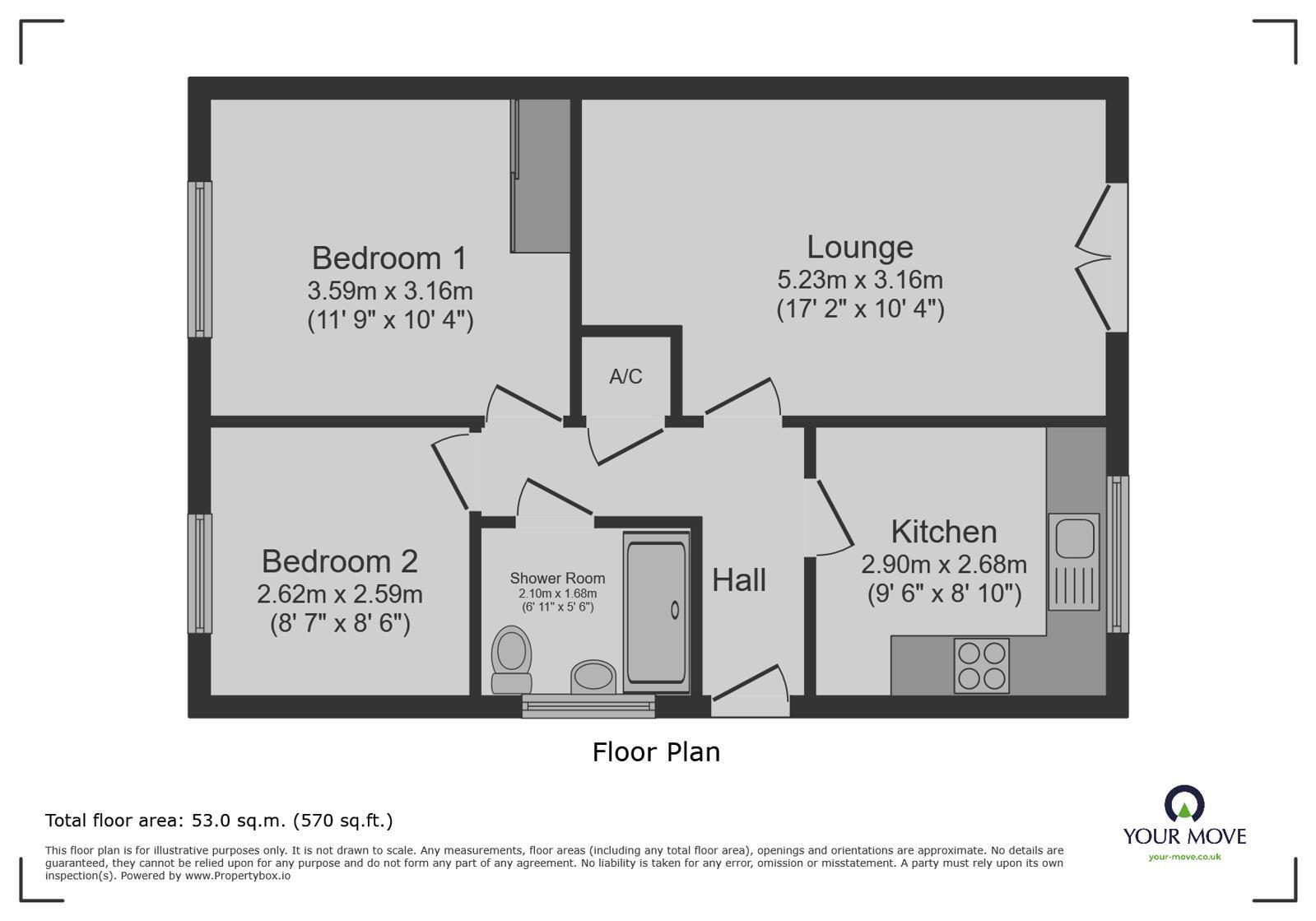 Floorplan of 2 bedroom Semi Detached Bungalow for sale, Horncastle Road, Bardney, Lincolnshire, LN3
