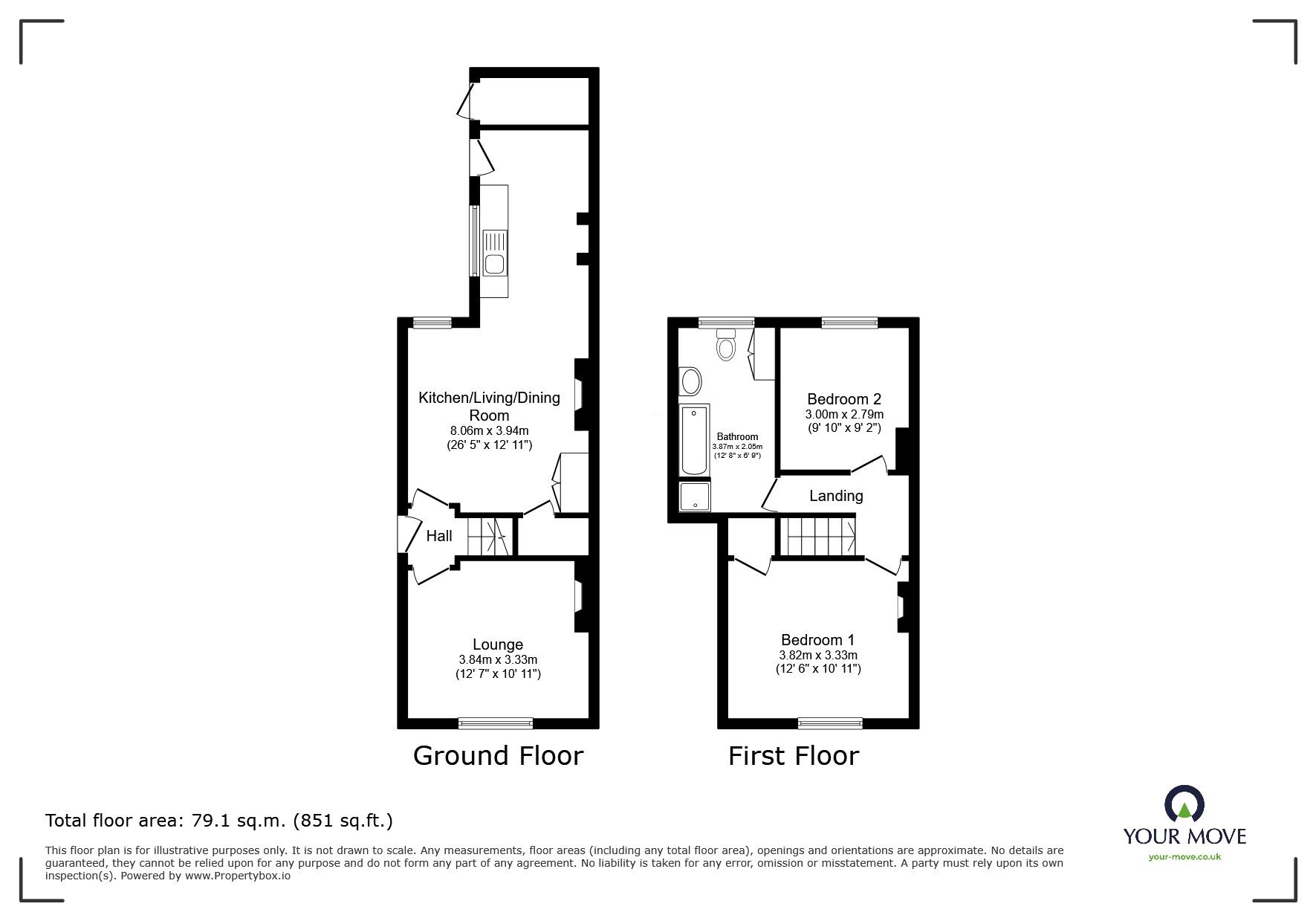 Floorplan of 2 bedroom Mid Terrace House for sale, Burton Road, Lincoln, Lincolnshire, LN1