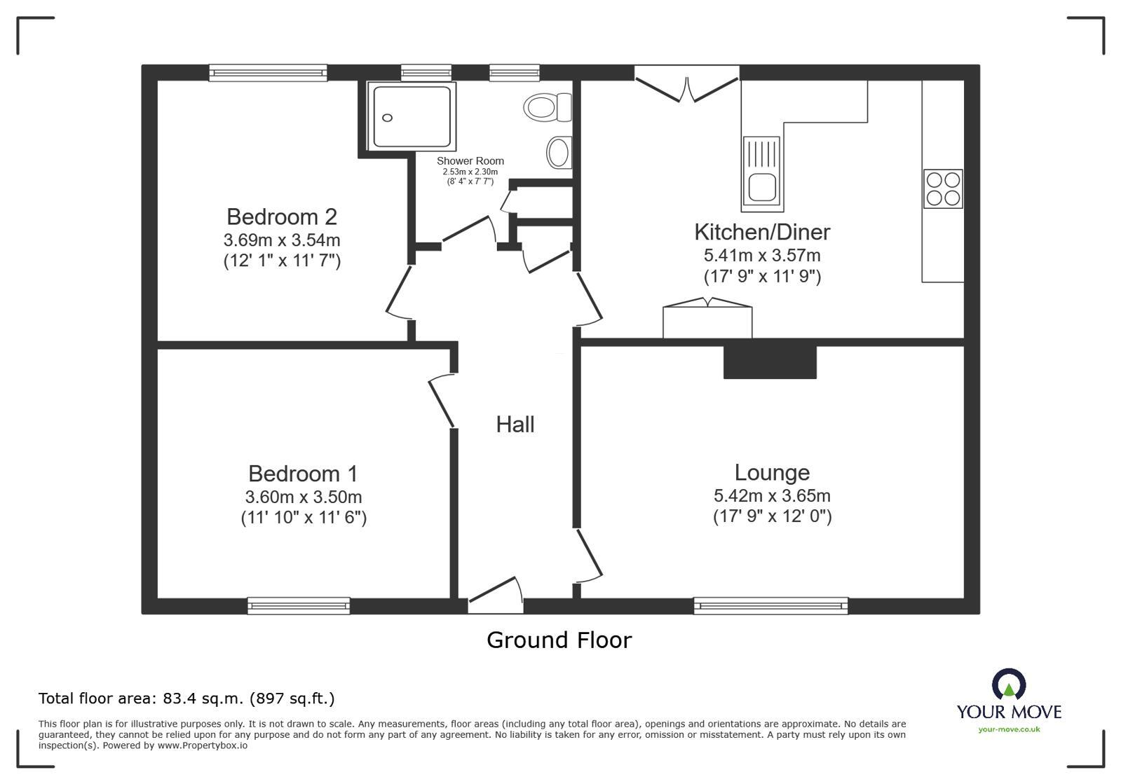 Floorplan of 2 bedroom Semi Detached Bungalow for sale, Thorpe Avenue, Lincoln, Lincolnshire, LN1