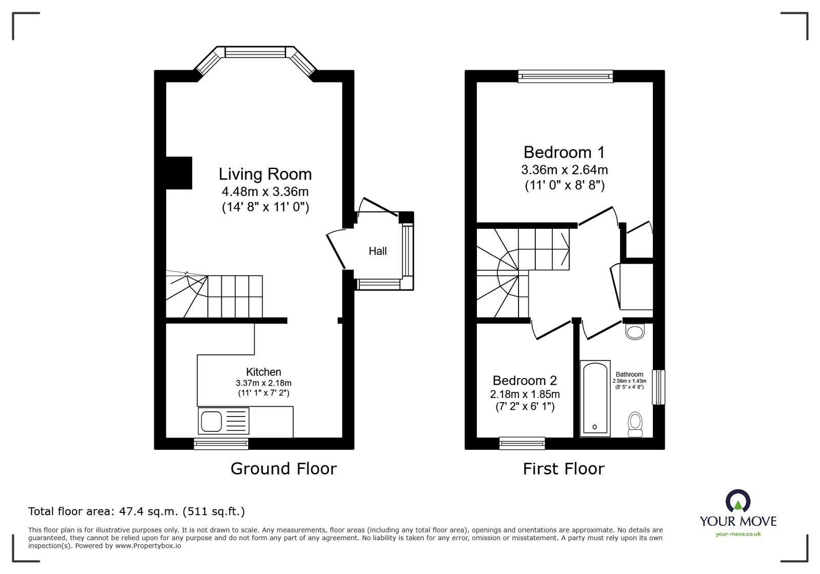 Floorplan of 2 bedroom Semi Detached House for sale, Chedworth Road, Lincoln, Lincolnshire, LN2