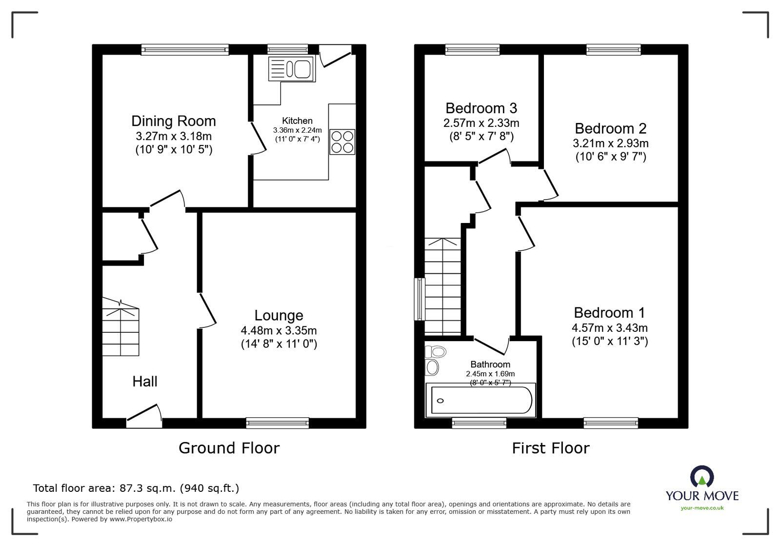 Floorplan of 3 bedroom End Terrace House for sale, Chaucer Drive, Lincoln, Lincolnshire, LN2