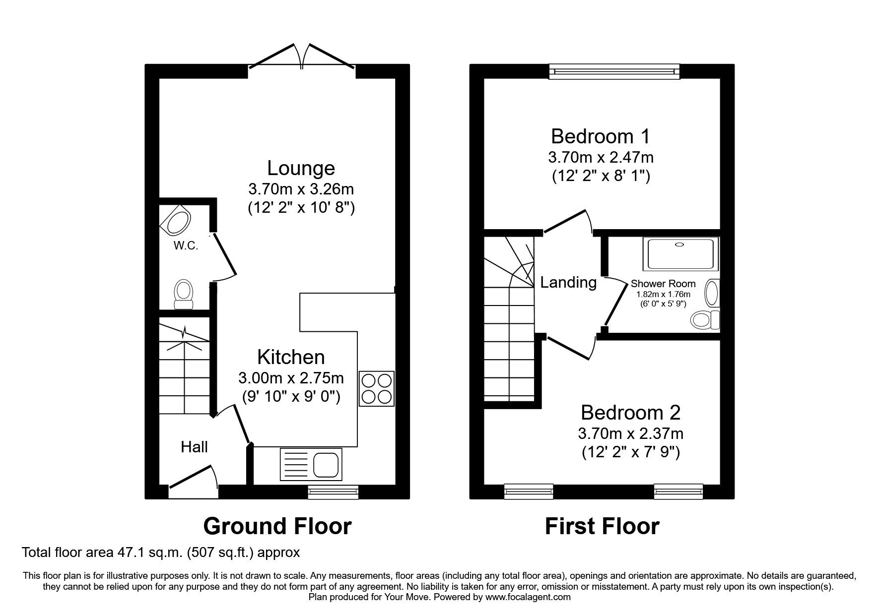 Floorplan of 2 bedroom Semi Detached House to rent, Furnace Close, North Hykeham, Lincolnshire, LN6