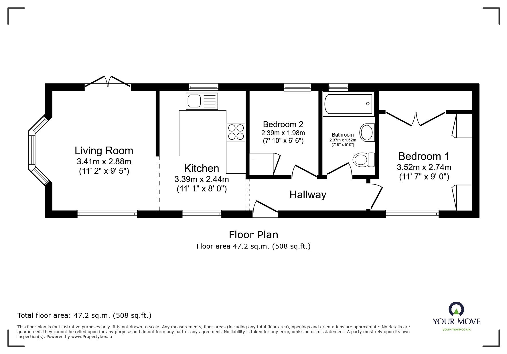 Floorplan of 2 bedroom Detached Property for sale, Ambleside Park, North Hykeham, Lincolnshire, LN6