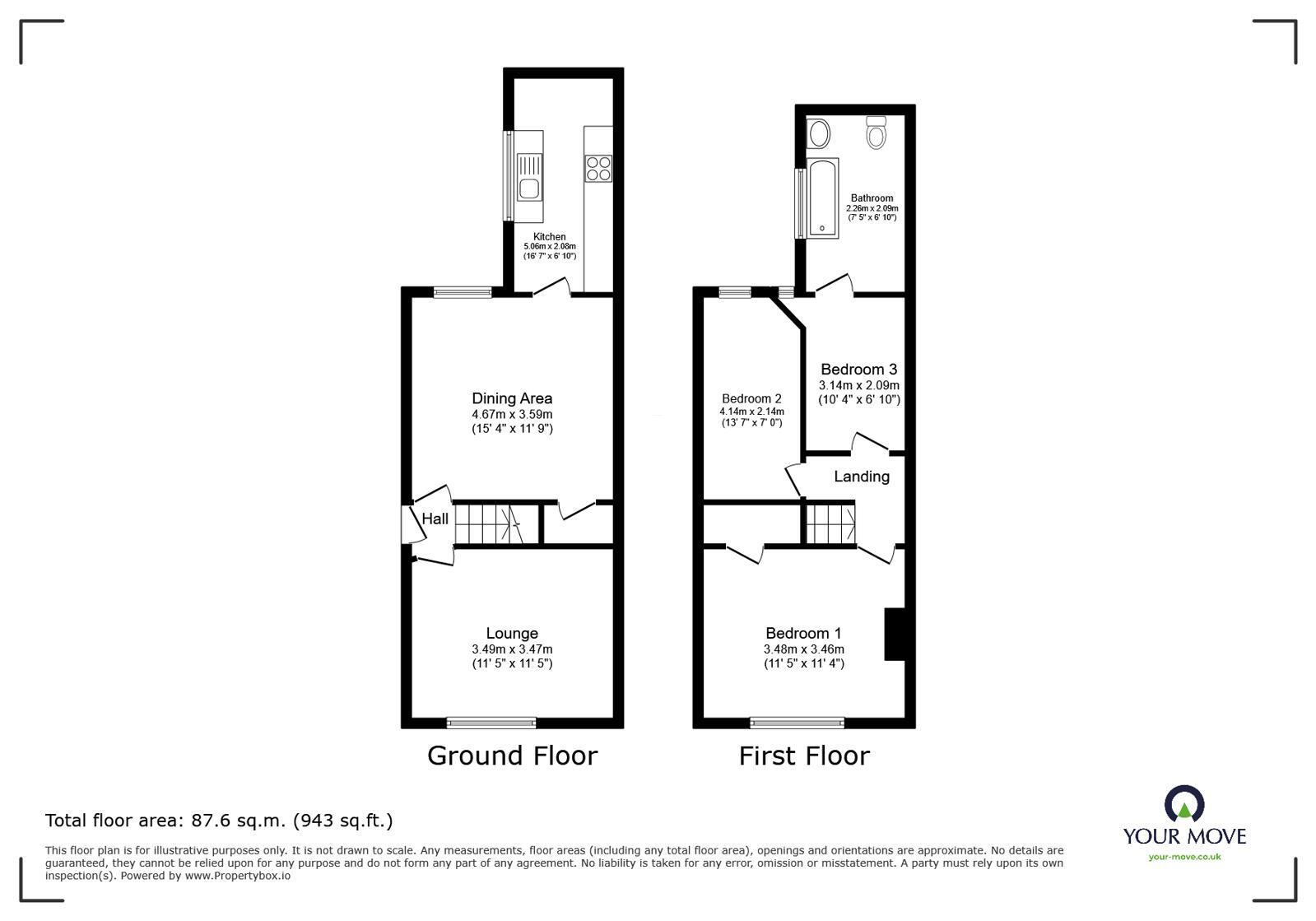 Floorplan of 3 bedroom Mid Terrace House for sale, Spa Street, Lincoln, Lincolnshire, LN2