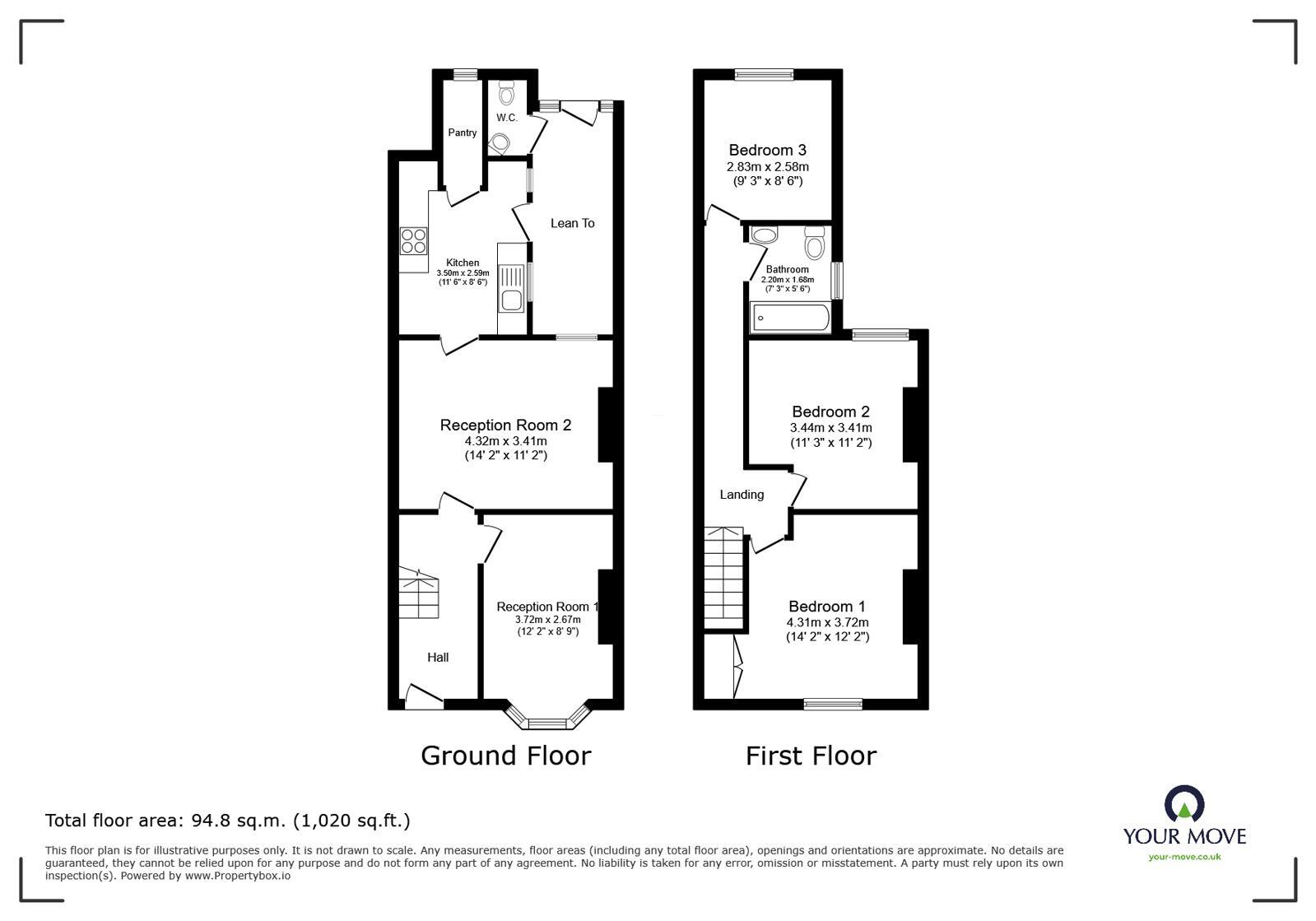 Floorplan of 3 bedroom End Terrace House for sale, Fairfield Street, Lincoln, Lincolnshire, LN2