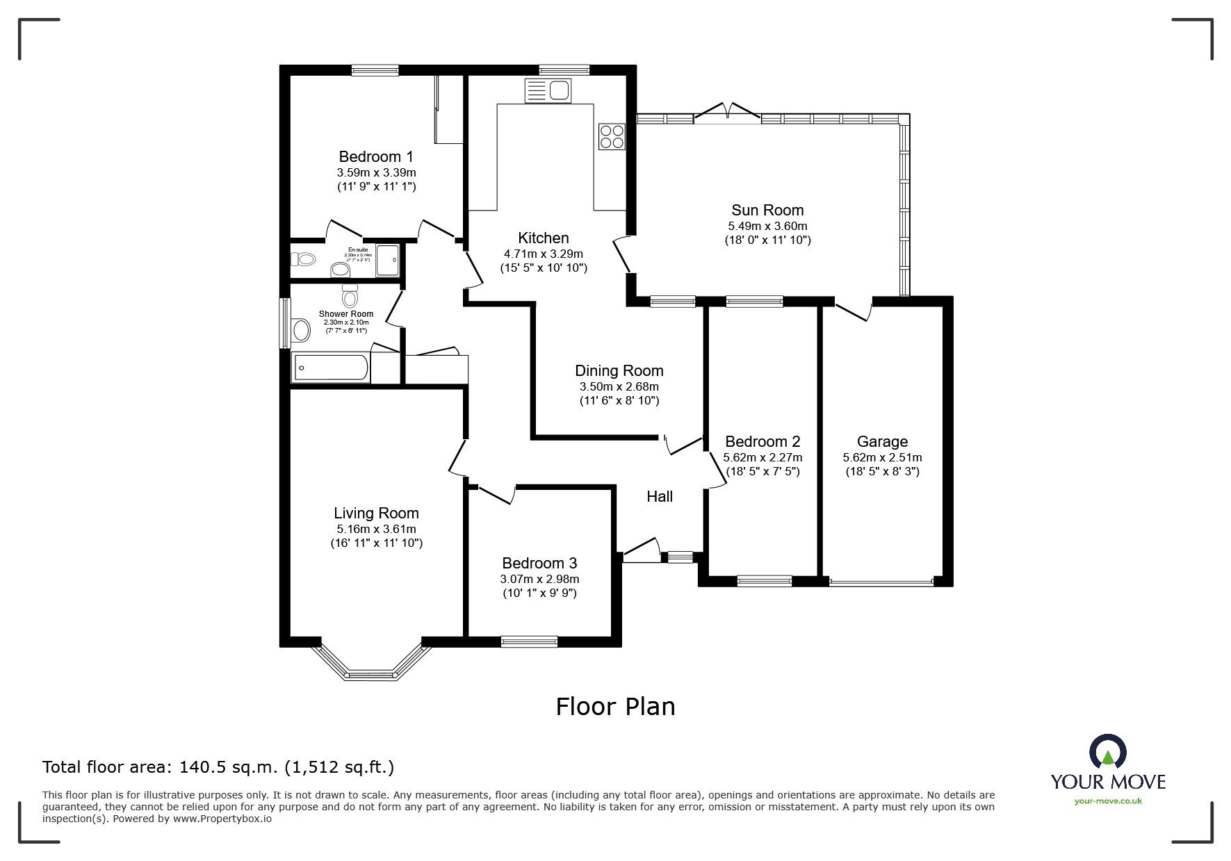 Floorplan of 4 bedroom Detached Bungalow for sale, Larkspur Road, Lincoln, Lincolnshire, LN2