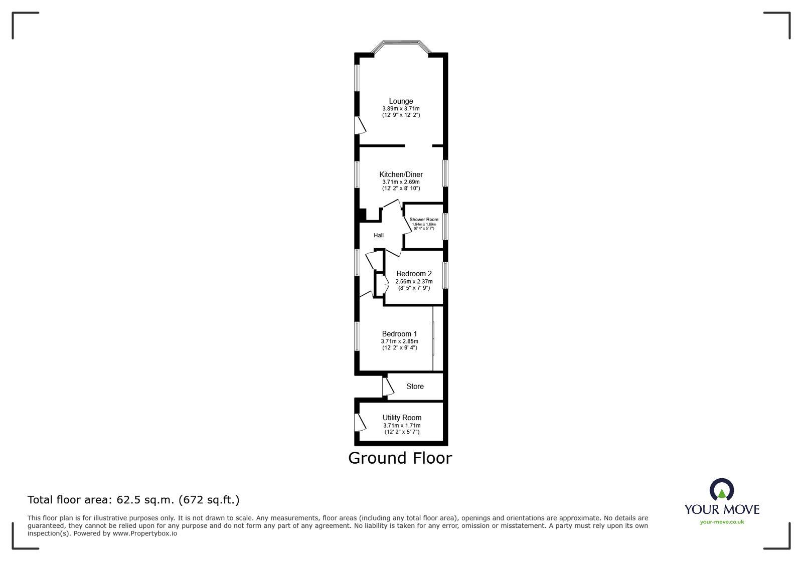 Floorplan of 2 bedroom Detached Property for sale, Cedar Close, The Elms, Lincoln, LN1