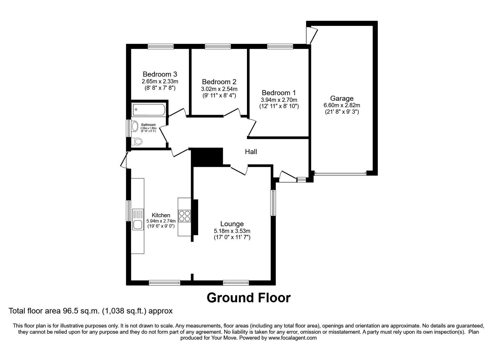 Floorplan of 3 bedroom Detached Bungalow for sale, Paynell, Dunholme, Lincolnshire, LN2