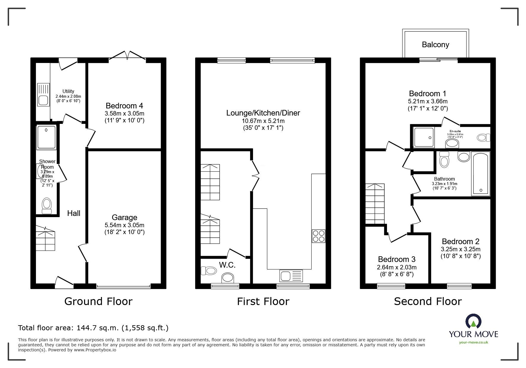 Floorplan of 4 bedroom Semi Detached House for sale, The Quays, Burton Waters, Lincolnshire, LN1