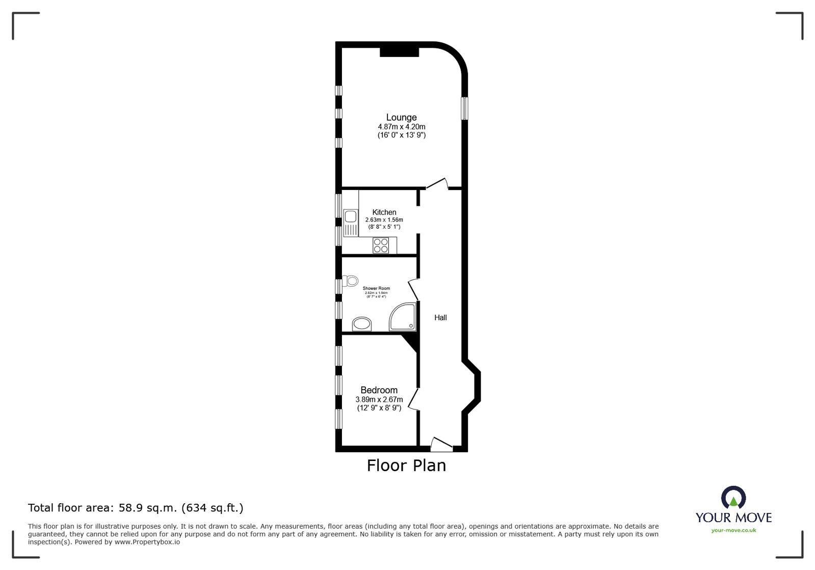Floorplan of 1 bedroom Flat to rent, Hall Drive, Canwick, Lincolnshire, LN4