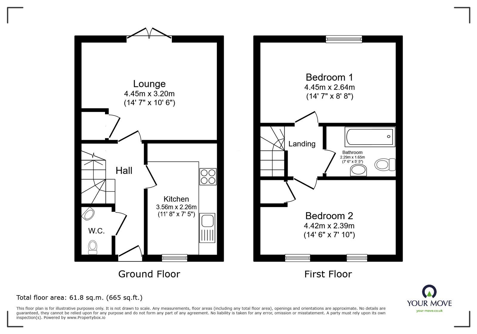Floorplan of 2 bedroom Mid Terrace House for sale, Pinewood Crescent, Lincoln, Lincolnshire, LN6