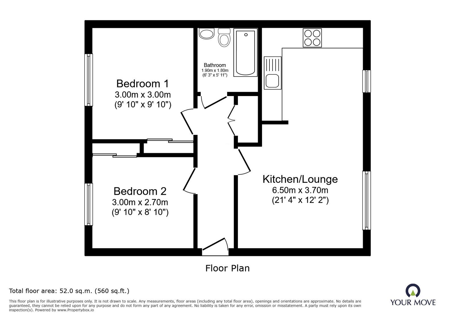 Floorplan of 2 bedroom Flat for sale, Beech Street, Lincoln, Lincolnshire, LN5