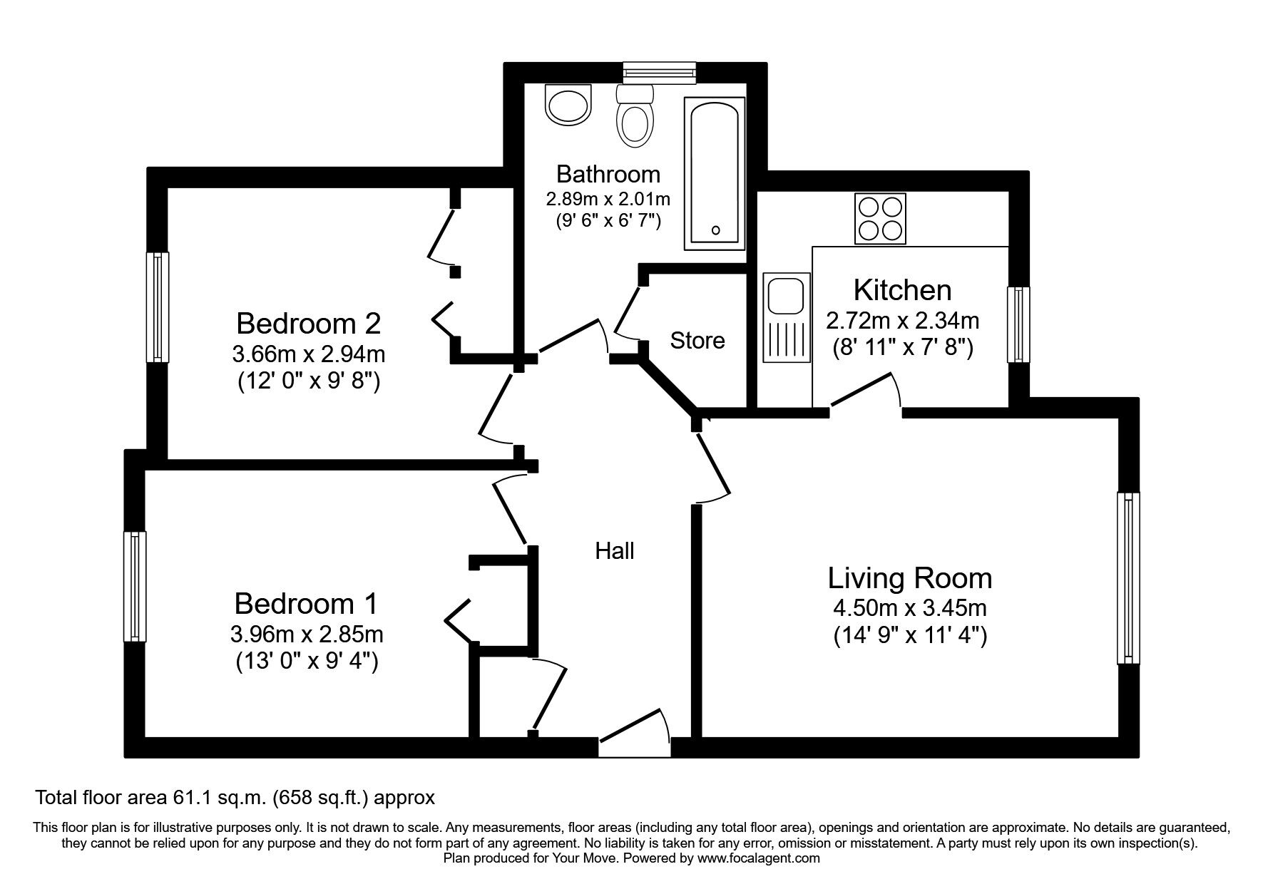 Floorplan of 2 bedroom Flat to rent, Burnvale, Livingston, West Lothian, EH54