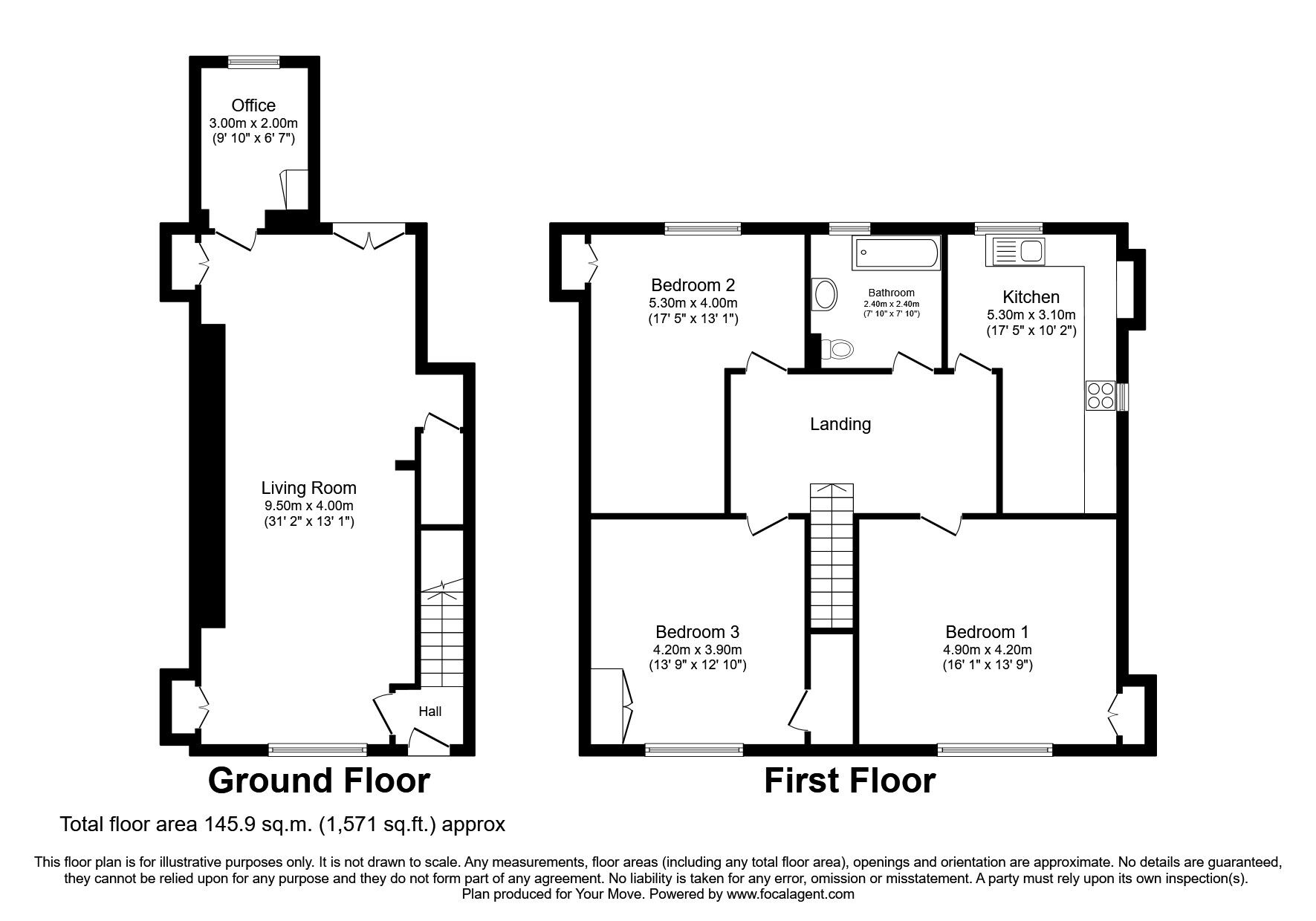 Floorplan of 3 bedroom Mid Terrace House to rent, Alexander Street, Uphall, West Lothian, EH52