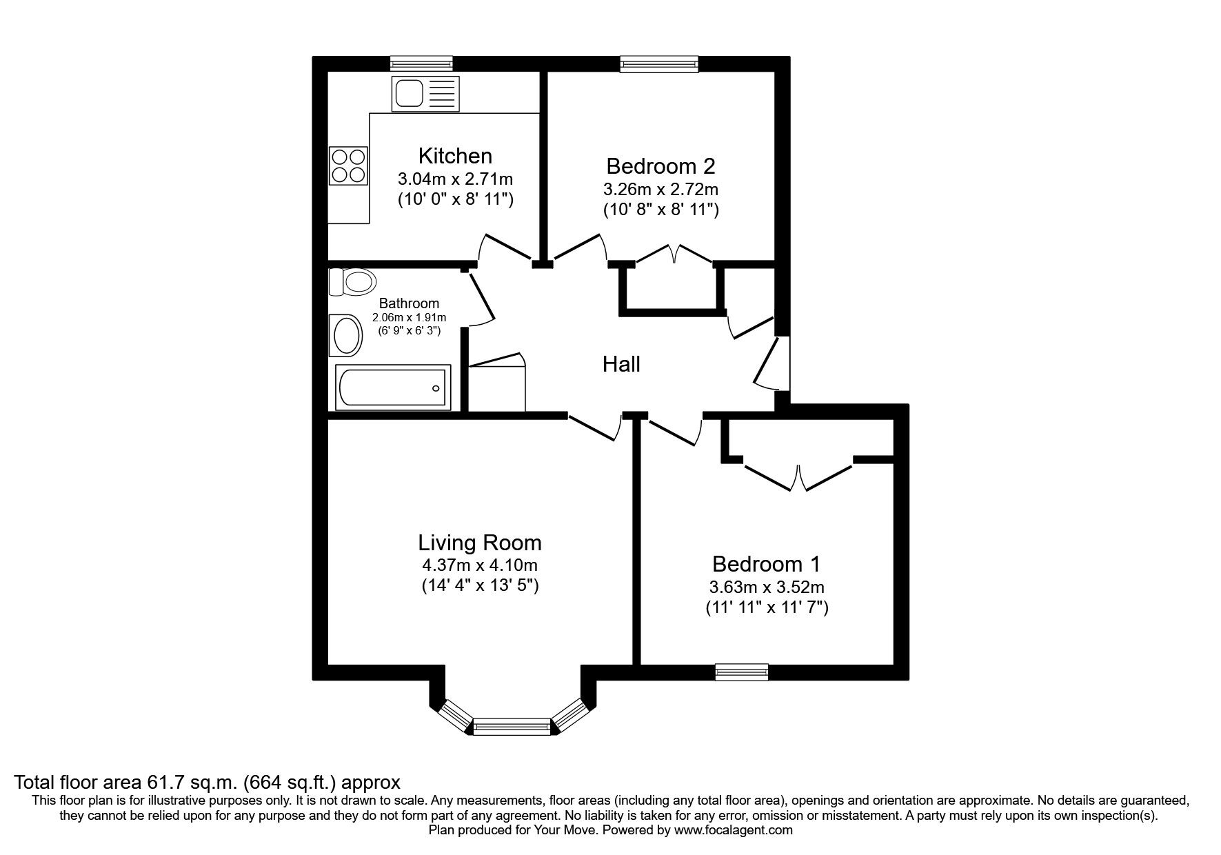 Floorplan of 2 bedroom Flat to rent, Leyland Road, Bathgate, West Lothian, EH48