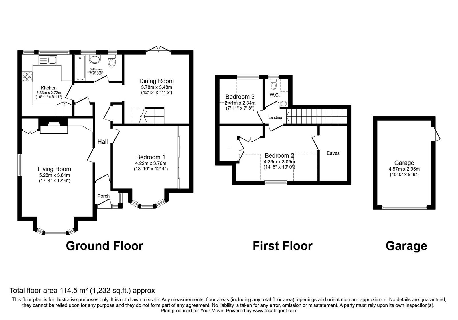Floorplan of 3 bedroom Detached Bungalow for sale, Orchard Close, Kent, DA3
