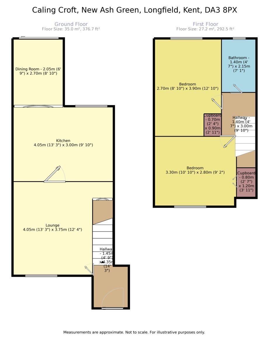 Floorplan of 2 bedroom Mid Terrace House to rent, Caling Croft, New Ash Green, Kent, DA3