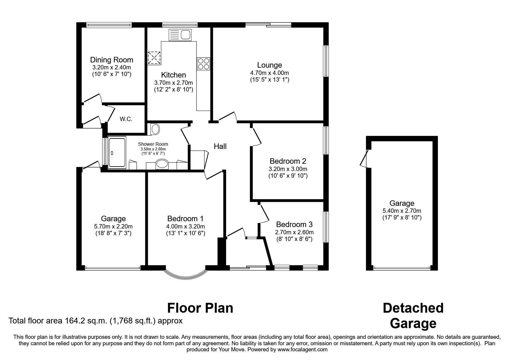 Floorplan of 3 bedroom Detached Bungalow for sale, Silverbirch Avenue, Culverstone Green, Kent, DA13