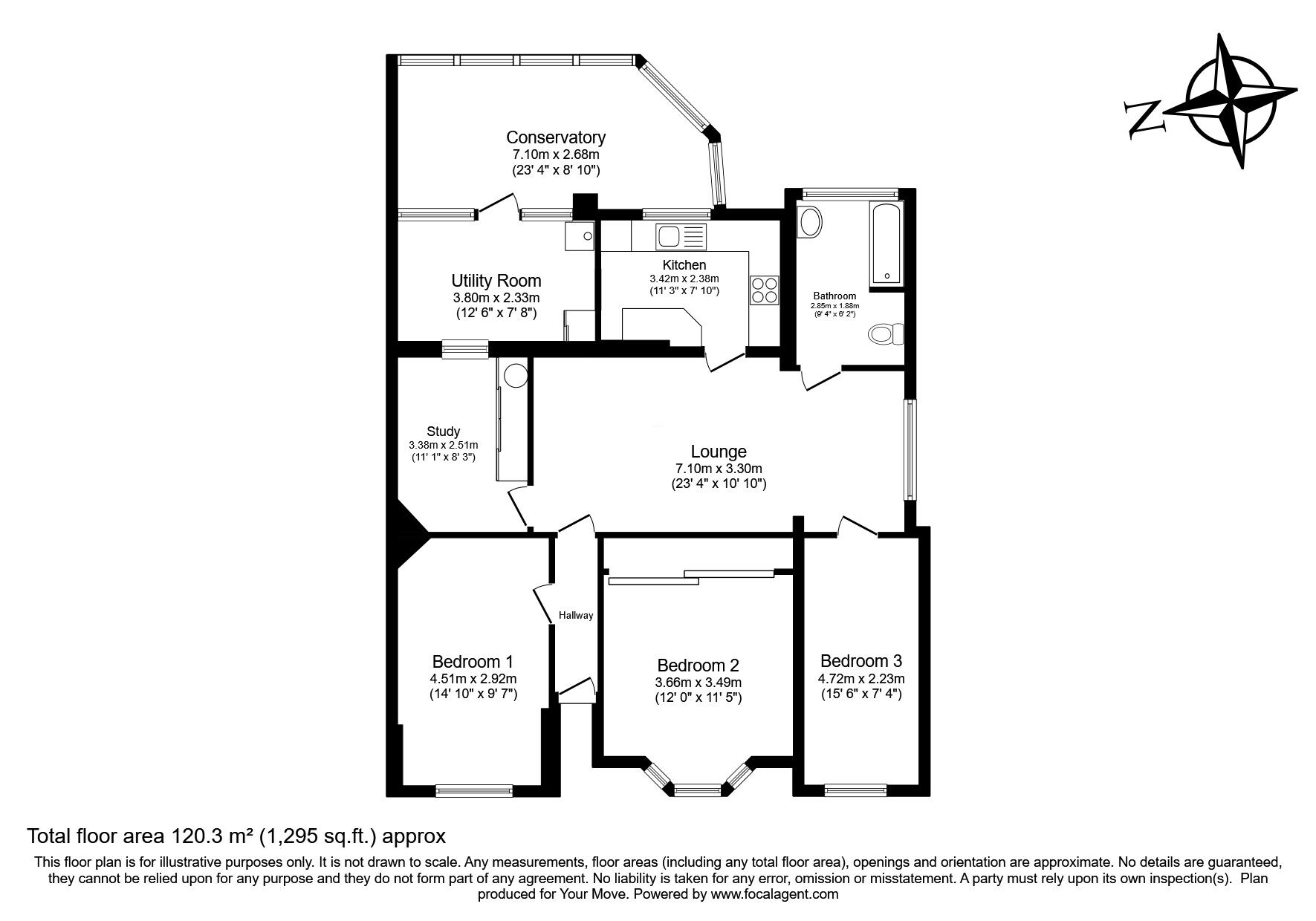 Floorplan of 3 bedroom Semi Detached Bungalow for sale, Ash Road, Hartley, Kent, DA3