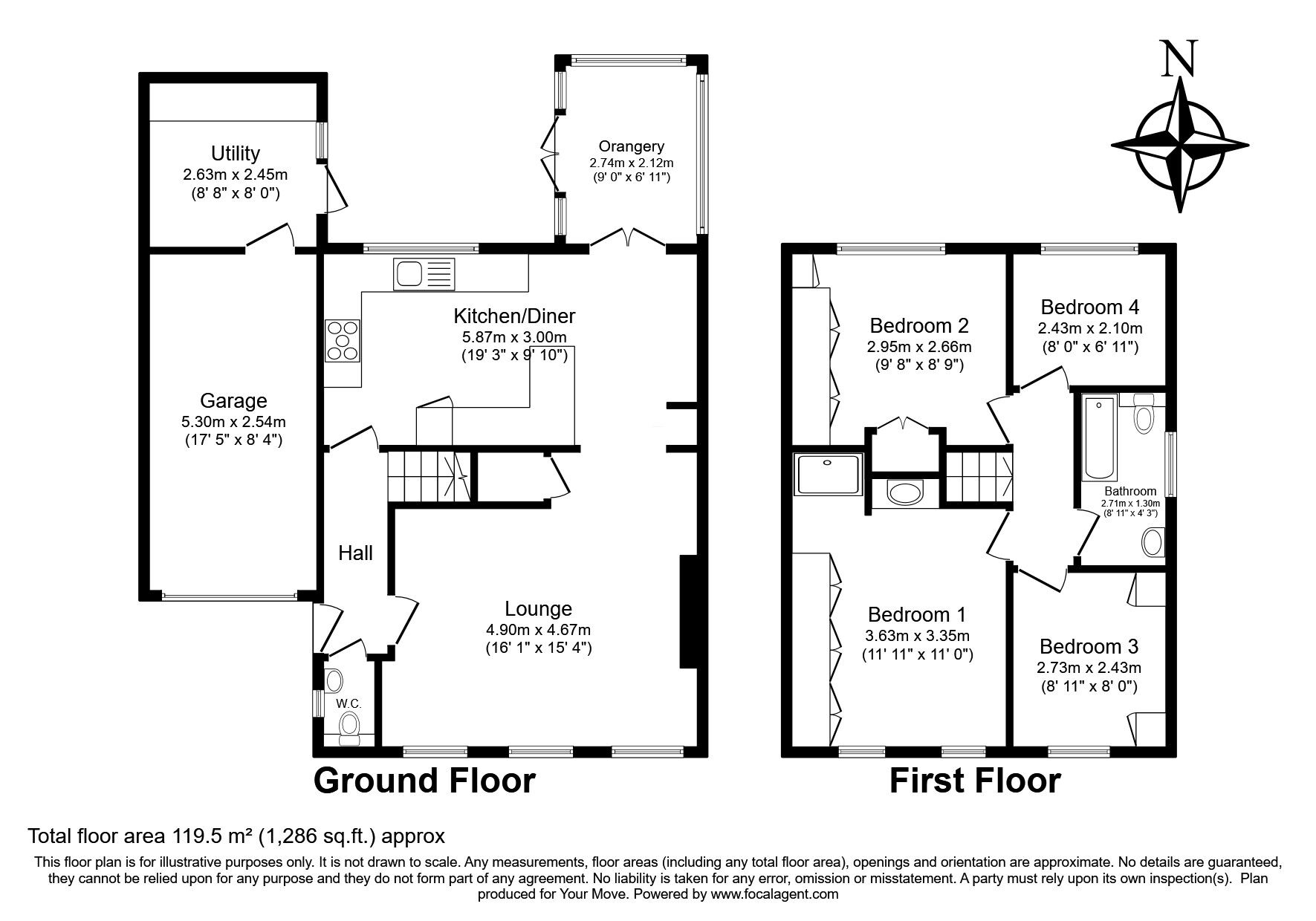Floorplan of 4 bedroom Detached House for sale, Perran Close, Hartley, Kent, DA3