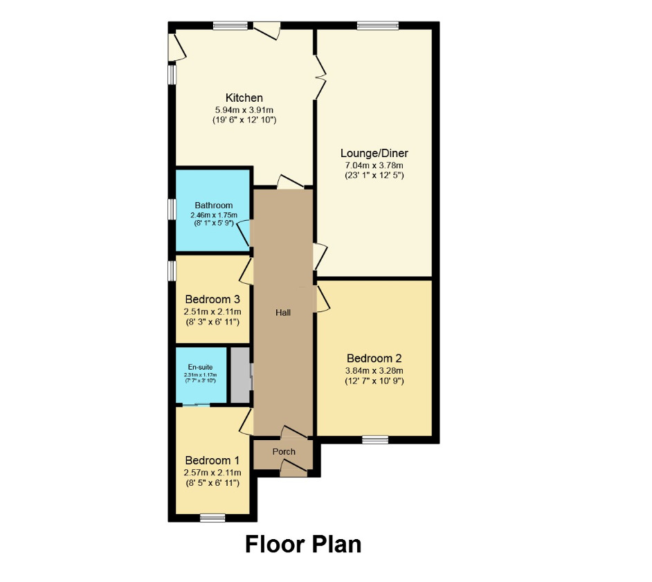 Floorplan of 3 bedroom Semi Detached Bungalow for sale, Dene Drive, Longfield, Kent, DA3