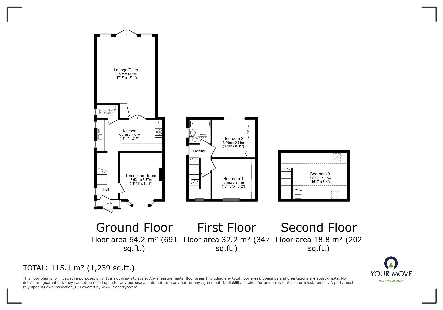 Floorplan of 3 bedroom Semi Detached House for sale, Wellfield, Hartley, Kent, DA3