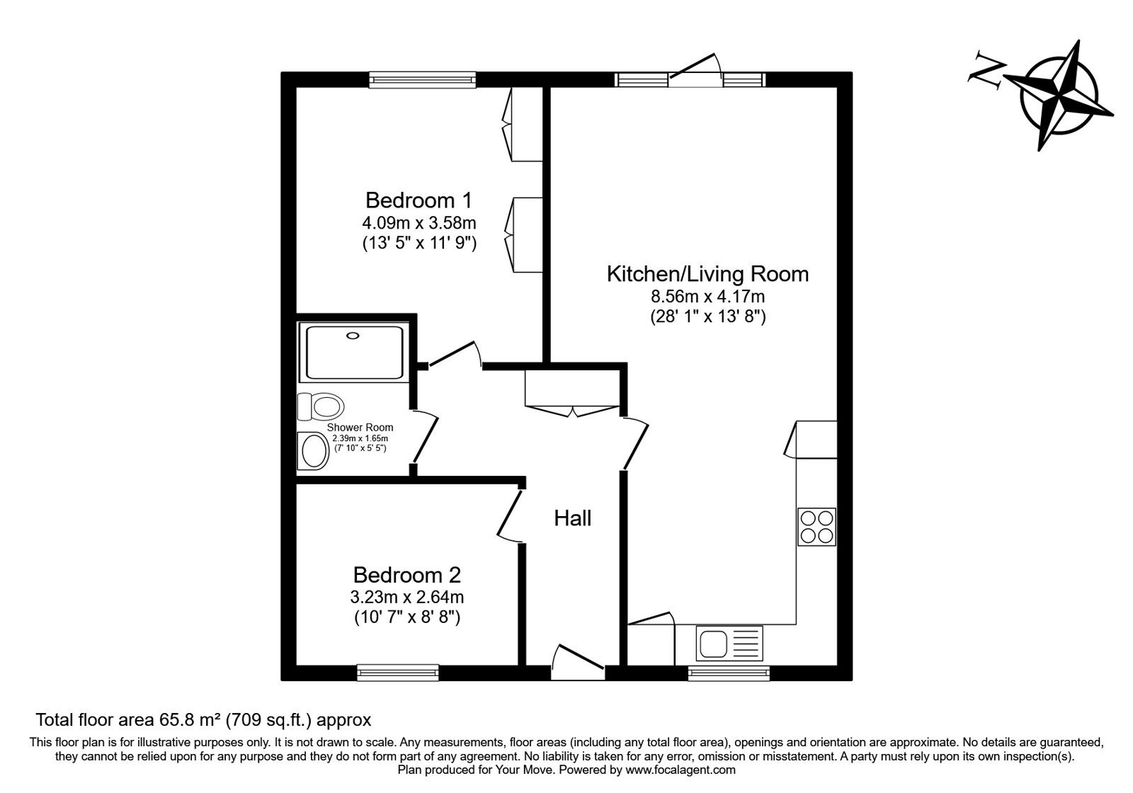 Floorplan of 2 bedroom Mid Terrace Bungalow for sale, Brickfield Farm Close, Longfield, Kent, DA3