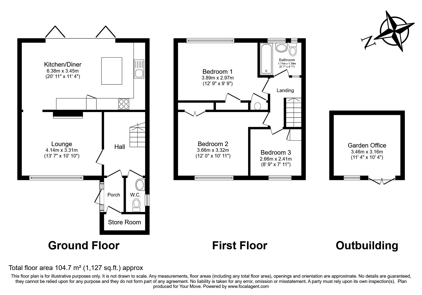Floorplan of 3 bedroom Mid Terrace House for sale, Evenden Road, Meopham, Kent, DA13