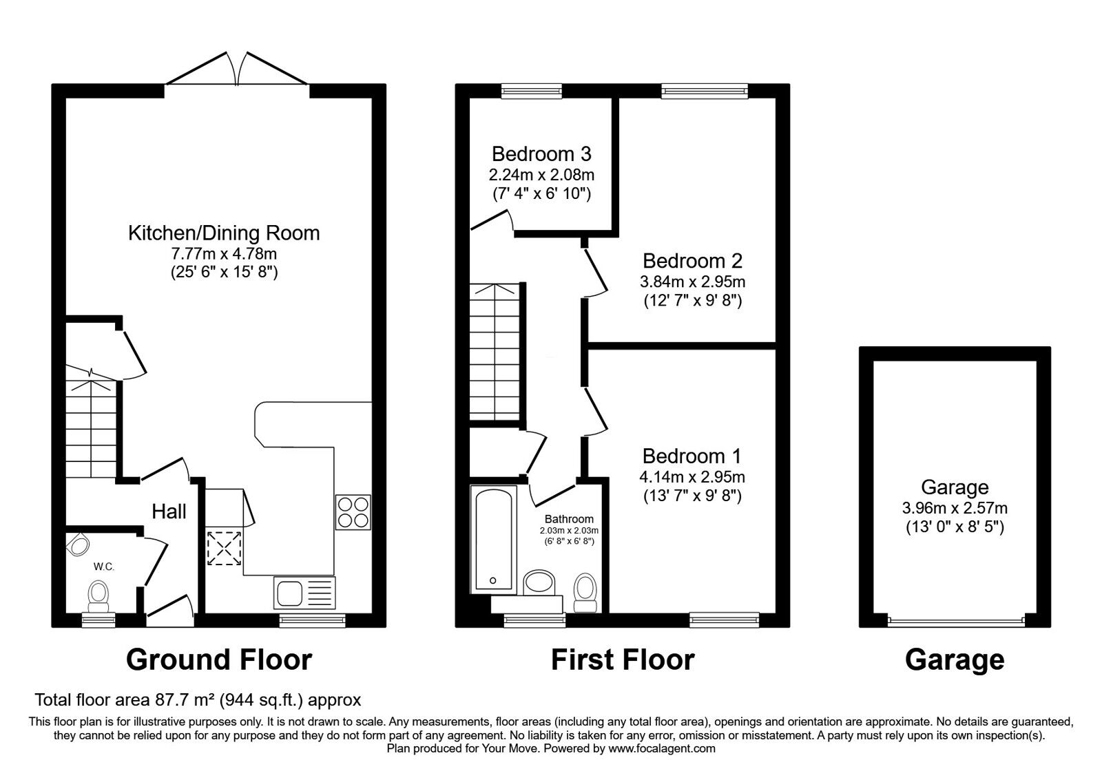 Floorplan of 3 bedroom Semi Detached House for sale, Chapel Wood, New Ash Green, Longfield, DA3