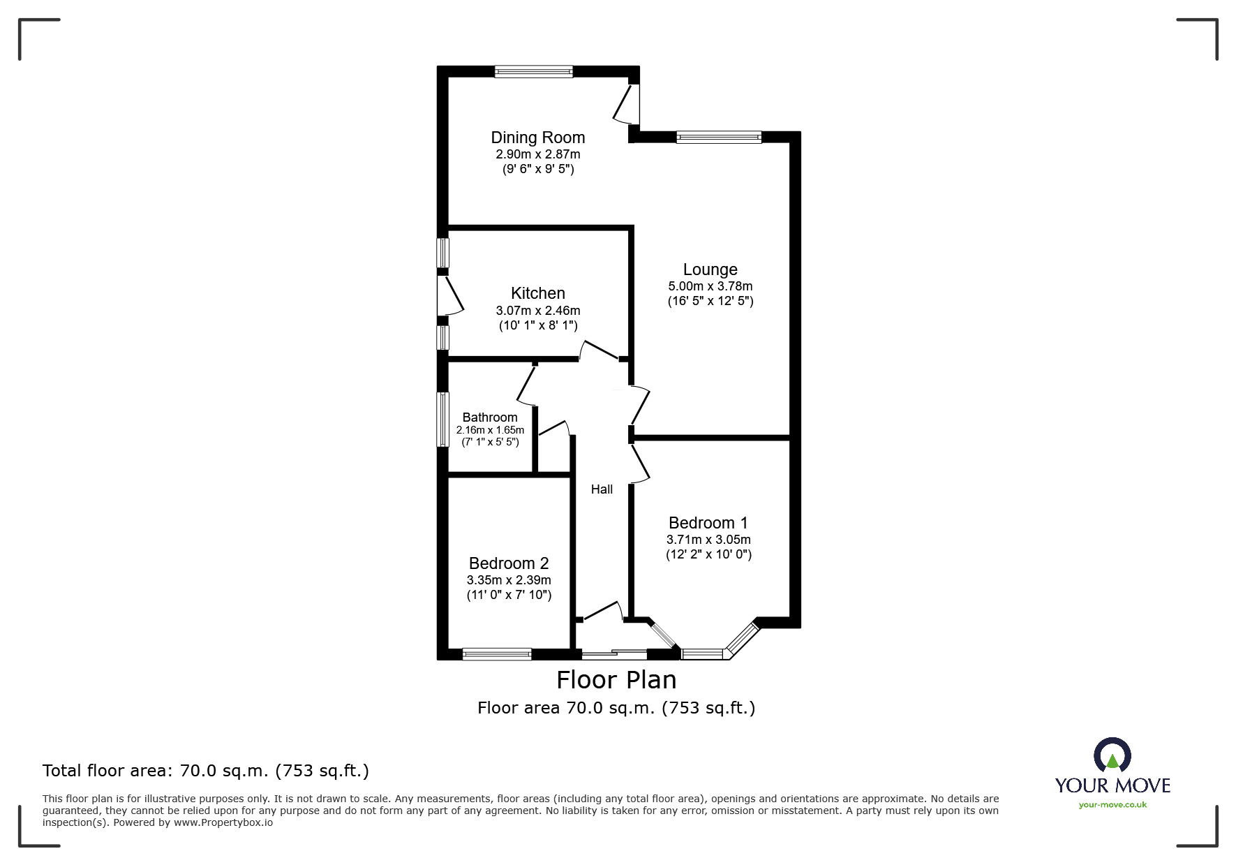 Floorplan of 2 bedroom Detached Bungalow for sale, St. Marys Way, Longfield, Kent, DA3