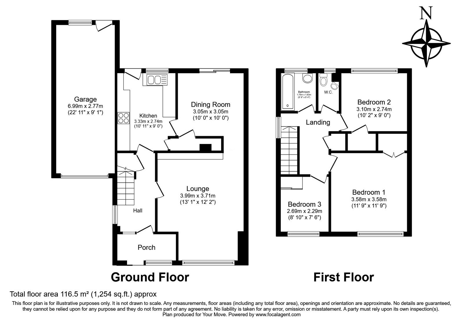 Floorplan of 3 bedroom Semi Detached House for sale, Northdown Road, Longfield, Kent, DA3