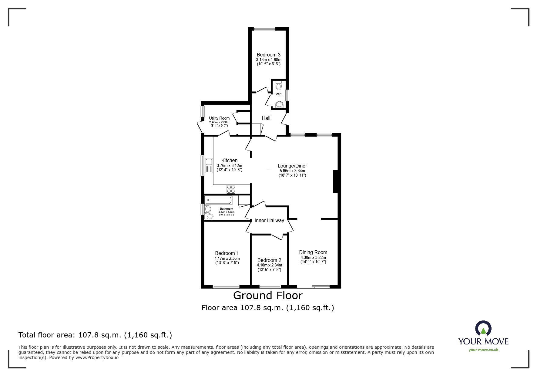 Floorplan of 3 bedroom Detached Bungalow for sale, Station Road, Southfleet, Kent, DA13