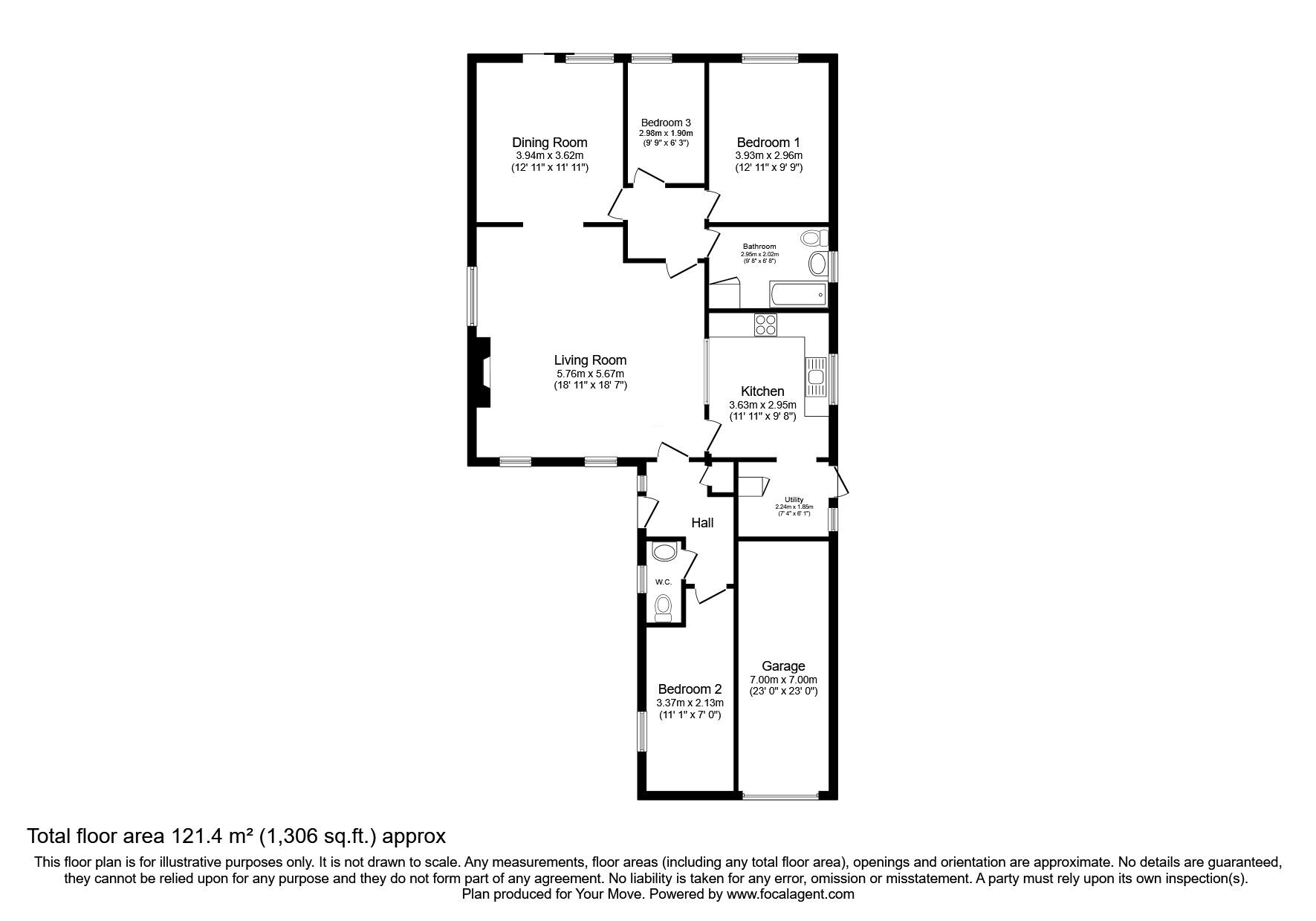 Floorplan of 3 bedroom Detached Bungalow for sale, Station Road, Southfleet, Kent, DA13