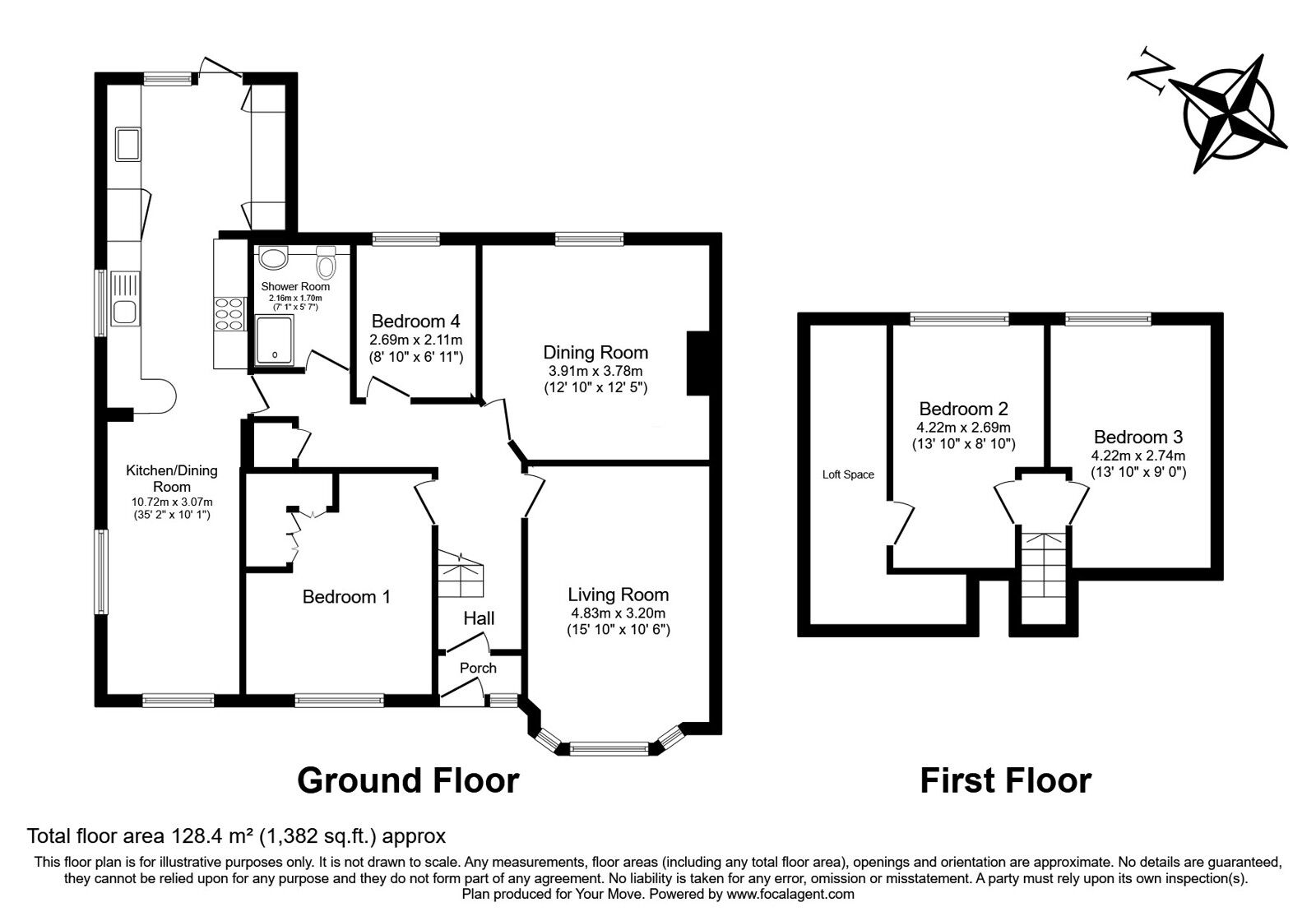 Floorplan of 4 bedroom Semi Detached Bungalow for sale, Green Way, Hartley, Kent, DA3