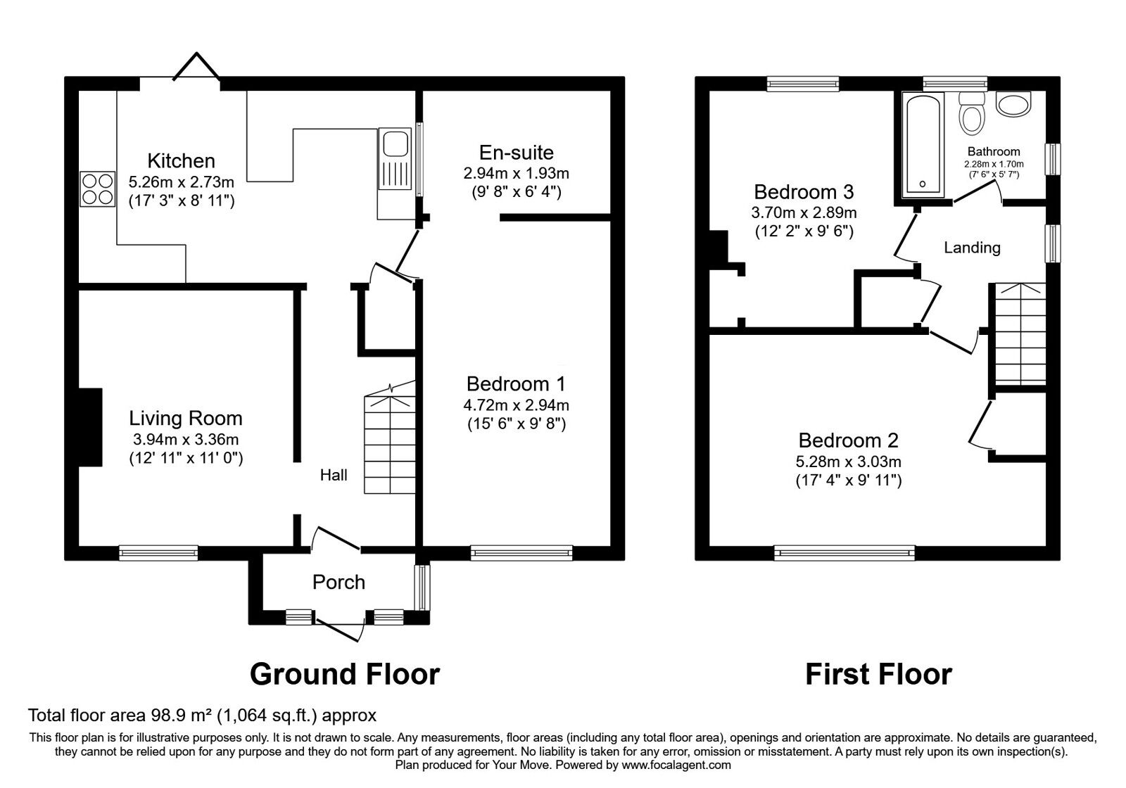 Floorplan of 3 bedroom Semi Detached House for sale, Huntingfield Road, Meopham, Kent, DA13