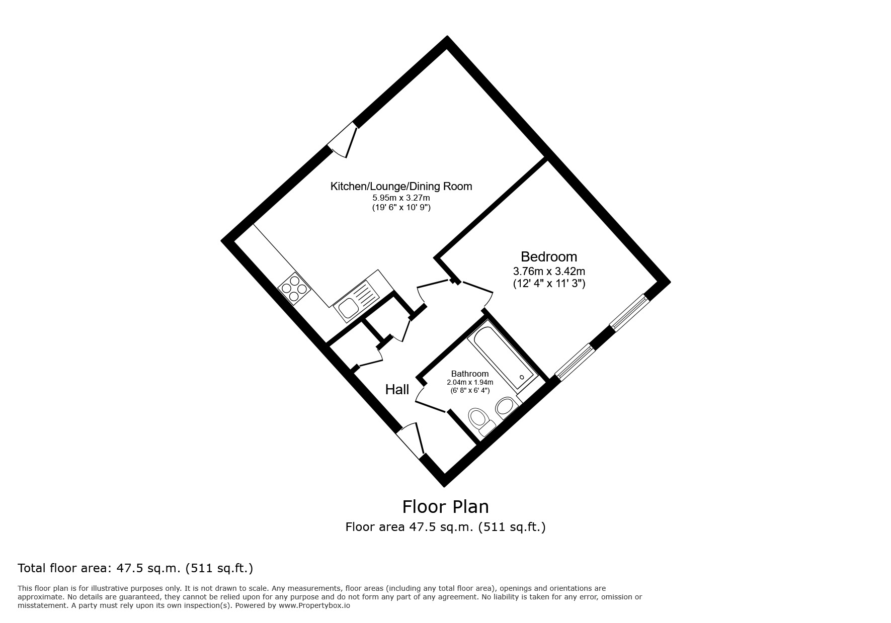 Floorplan of 1 bedroom Flat for sale, Lucerna Court, Bradbrook Drive, Kent, DA3