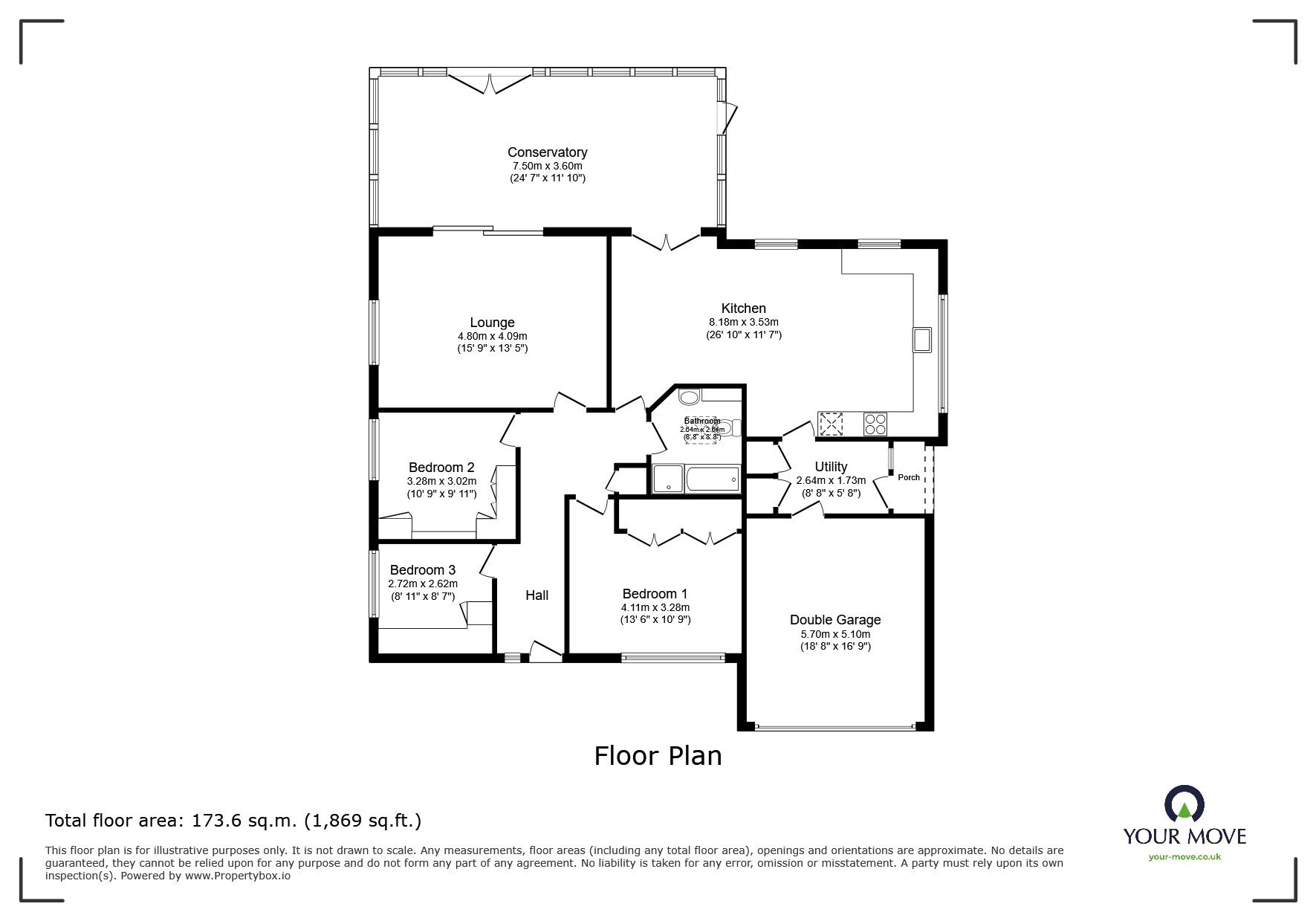 Floorplan of 3 bedroom Detached Bungalow for sale, Silverbirch Avenue, Meopham, Kent, DA13