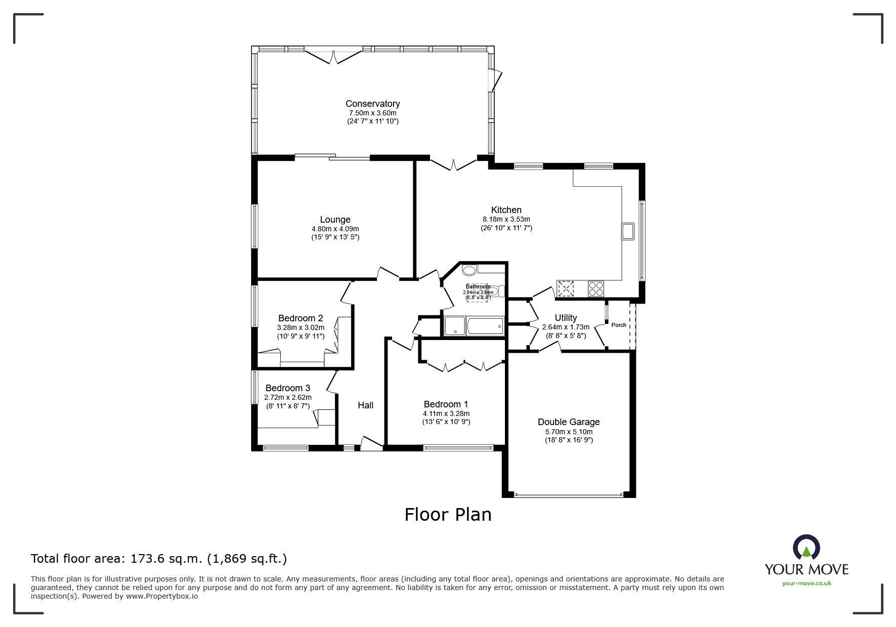 Floorplan of 3 bedroom Detached Bungalow for sale, Silverbirch Avenue, Meopham, Kent, DA13