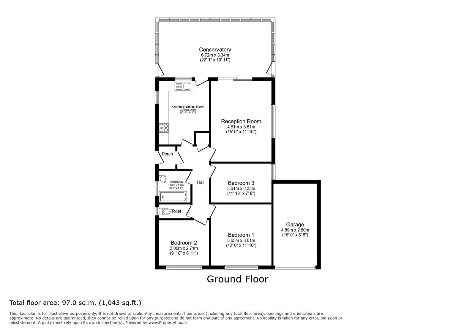 Floorplan of 3 bedroom Detached Bungalow for sale, Longfield Avenue, Longfield, Kent, DA3
