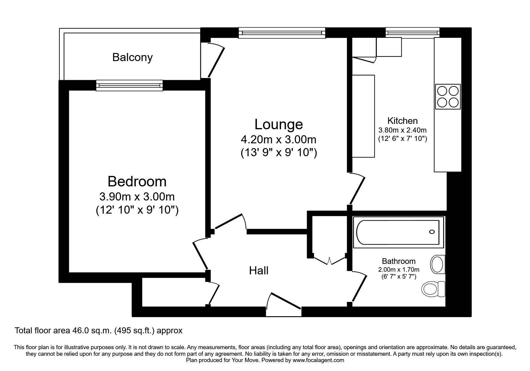 Floorplan of 1 bedroom  Flat to rent, Union Street, Maidstone, Kent, ME14