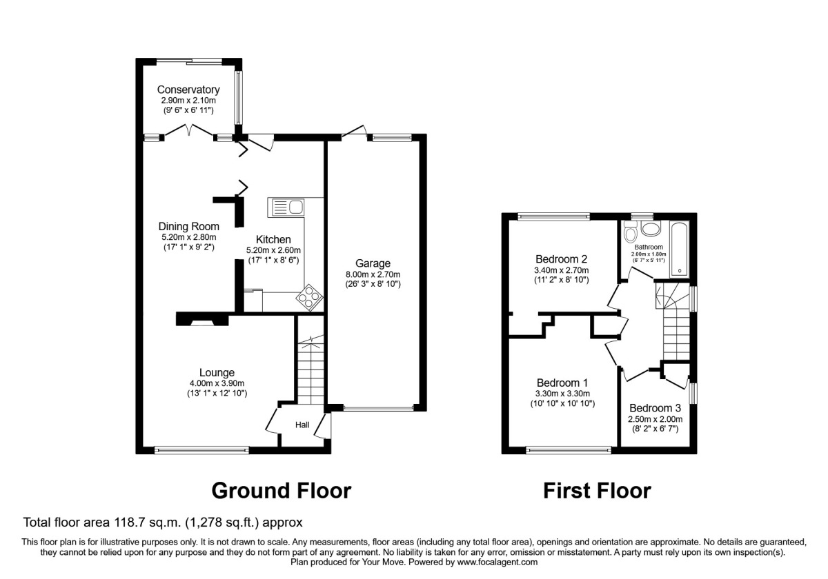 Floorplan of 3 bedroom Semi Detached House to rent, Mount Avenue, Yalding, Kent, ME18