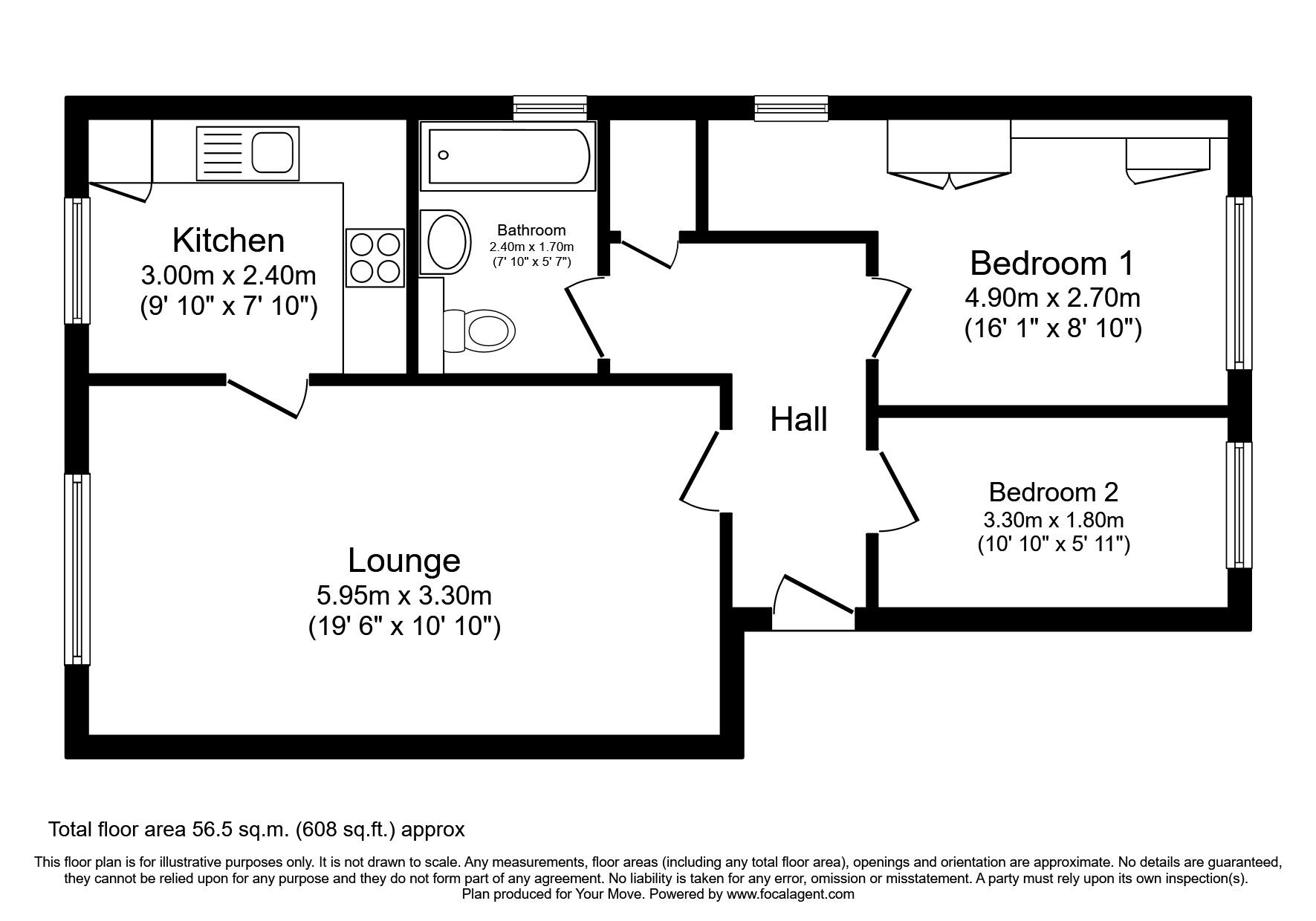 Floorplan of 2 bedroom Flat to rent, Birkdale Court Buckland Road, Maidstone, Kent, ME16