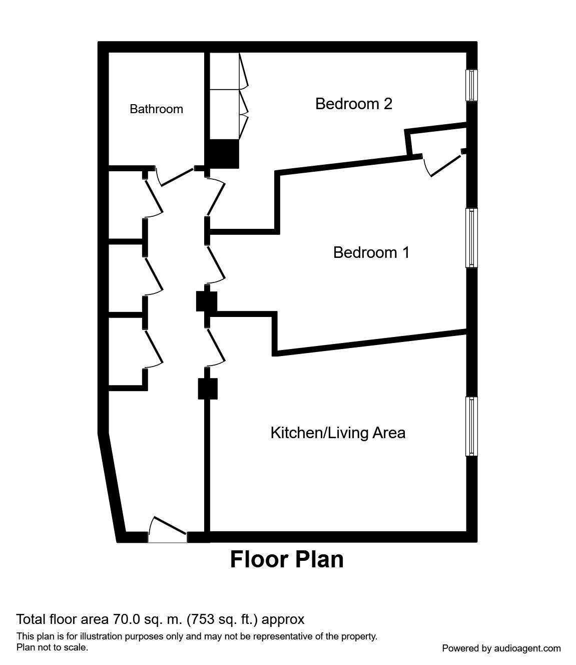 Floorplan of 2 bedroom  Flat to rent, Sandling Lane, Maidstone, Kent, ME14