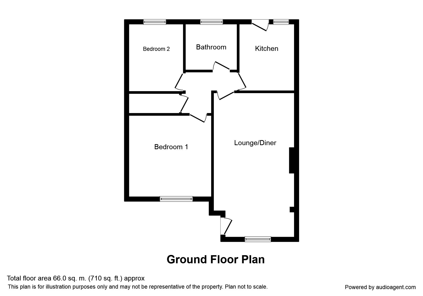 Floorplan of 2 bedroom  Flat to rent, Twyford Court, Maidstone, Kent, ME14