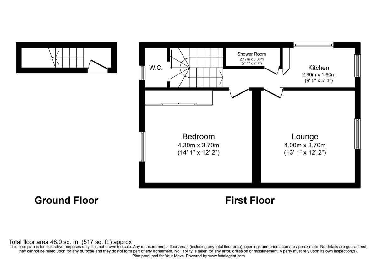 Floorplan of 1 bedroom Flat to rent, Buckland Hill, Maidstone, Kent, ME16
