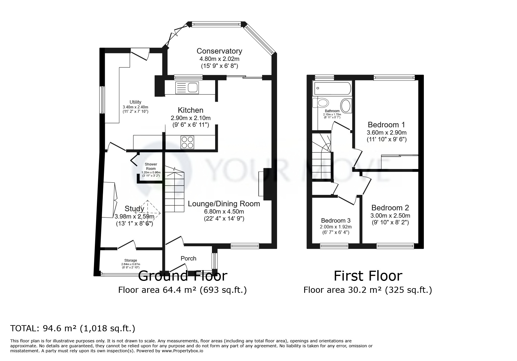 Floorplan of 3 bedroom Semi Detached House for sale, Beacon Road, Lenham, Kent, ME17